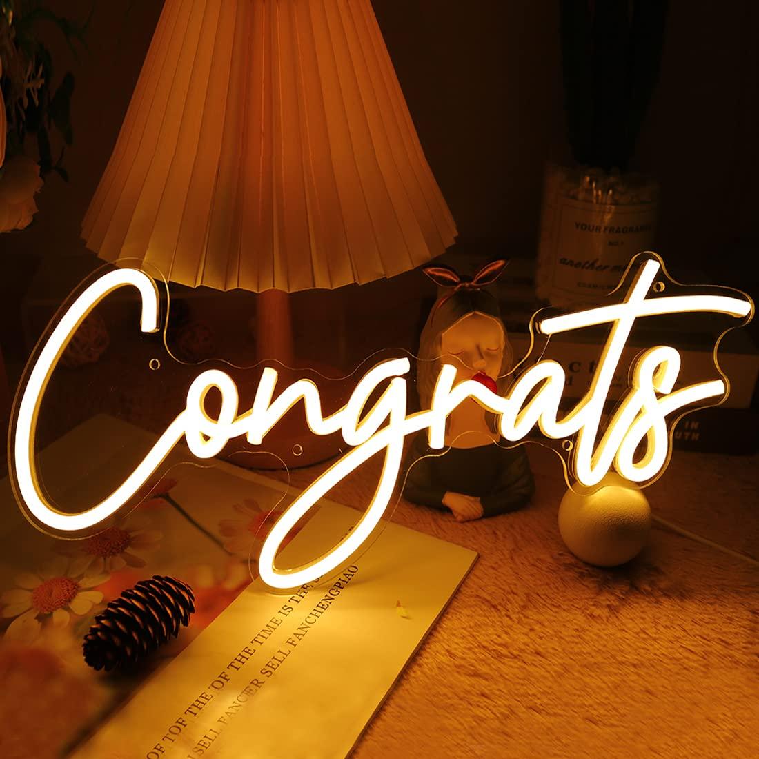 Lighting Decor Wedding - Неоновая вывеска «Поздравляем» с USB-подсветкой и