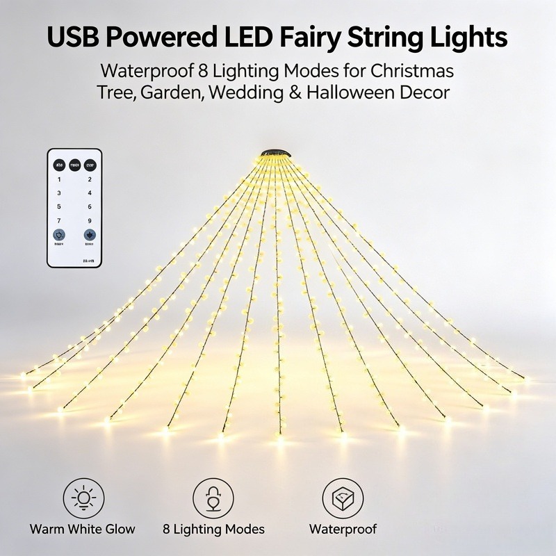 Lighting Decor Wedding - Светодиодные гирлянды USB, водонепроницаемые, для украшения