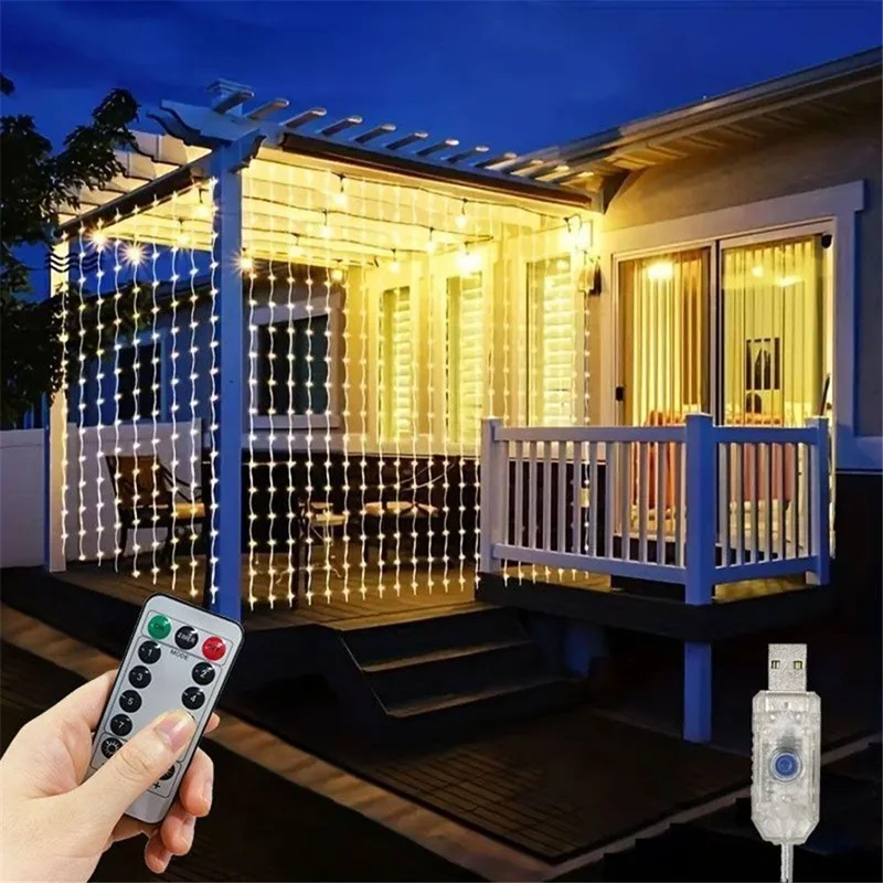 Светодиодная USB-Гирлянда-зана – обзор и цена Fairy Light Curtain