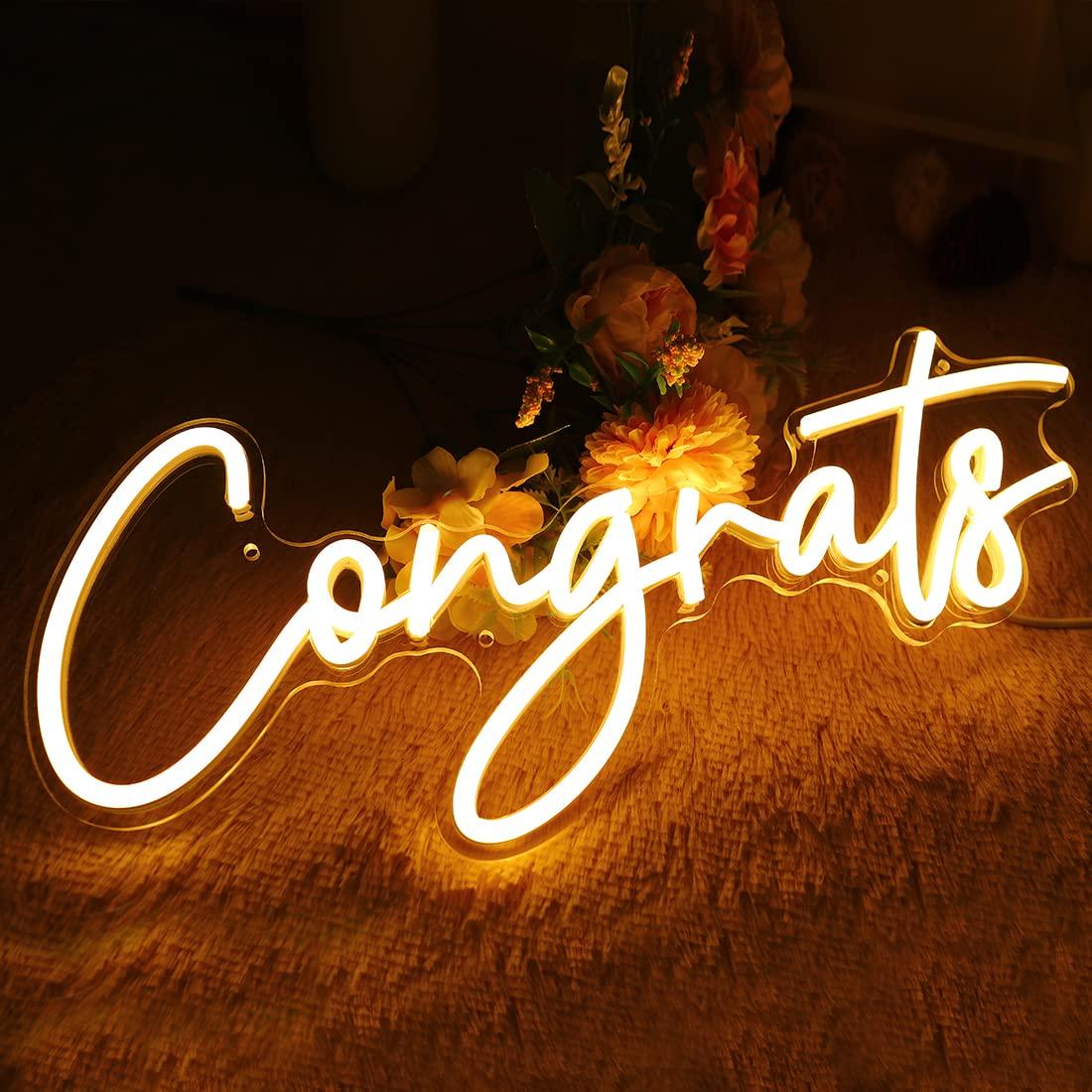 Неоновая вывеска «Поздравляем» – обзор и цена Lighting Decor Wedding