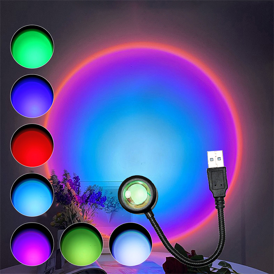 USB LED-проектор-лампа «Золото – обзор и цена Sunset Lamp Projection